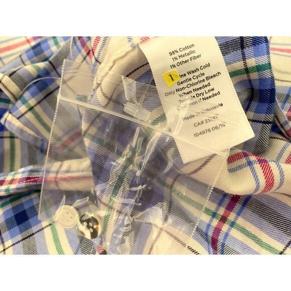 Talbots Plus Classic Cotton Long Sleeve Shirt Sz X Enchanted Blue Plaid NEW - Picture 6 of 6